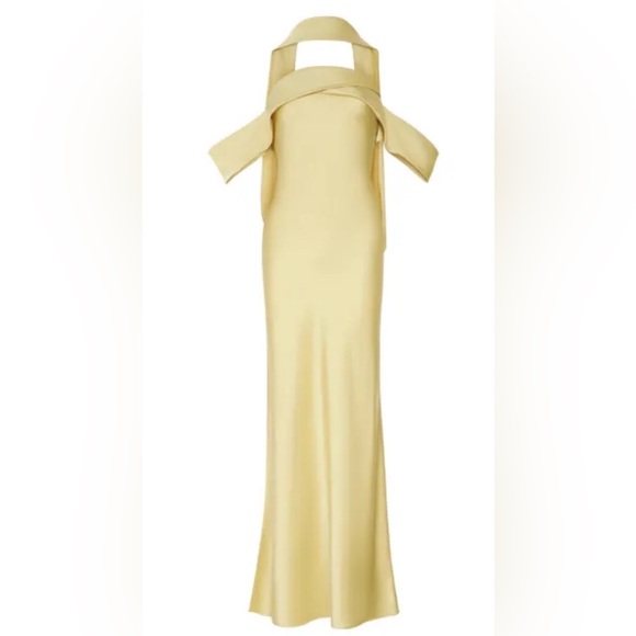 Fabrique.co Thai brand Pierre Scarf off shoulder Dress in honey gold, size small - Picture 7 of 16